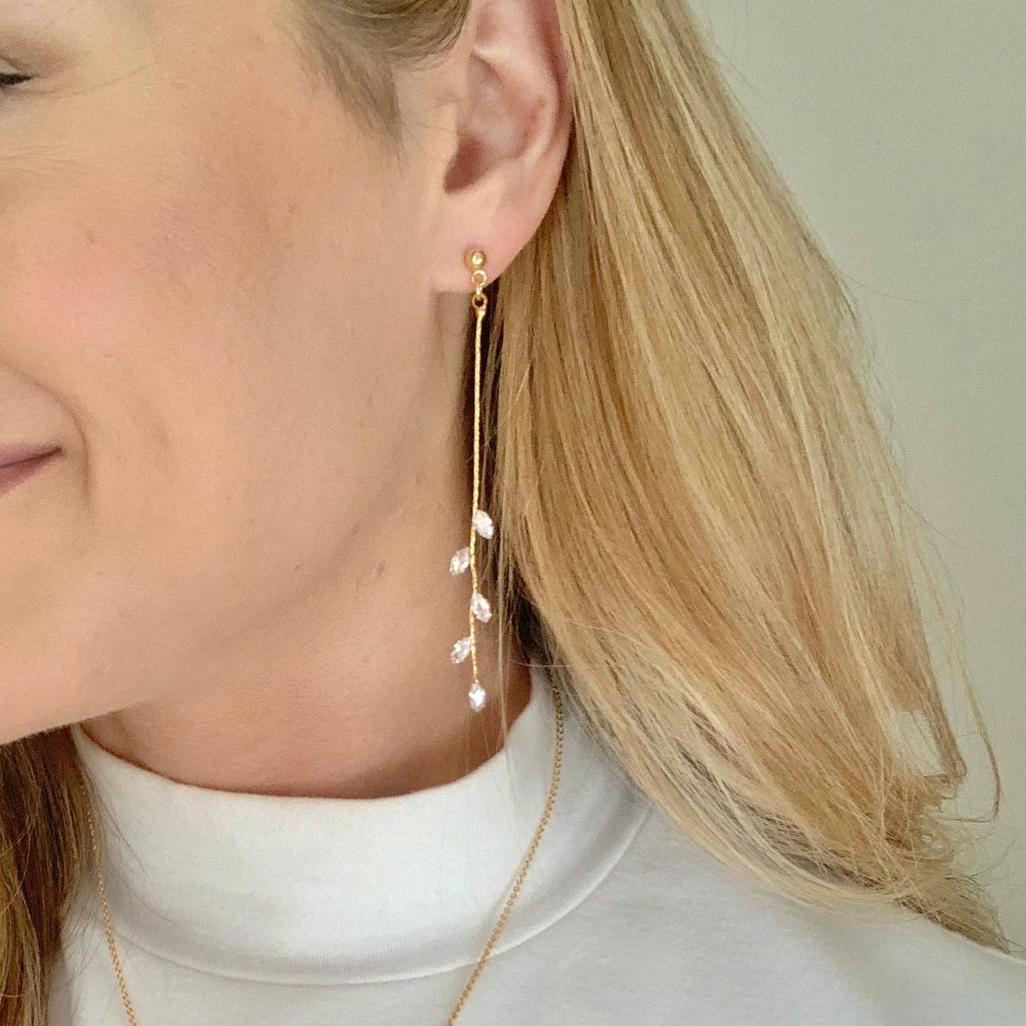 GRACIE DANGLES | gold | dainty vine earrings | bridal chic: STUD POST