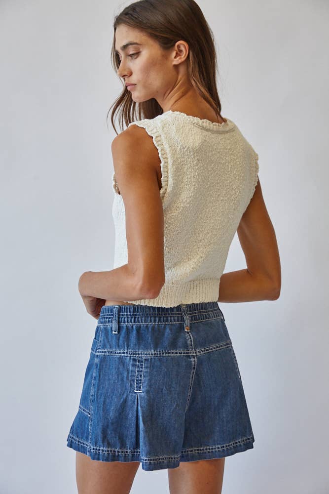 NC2336 Snuggly Cotton Button Knit Vest: OFF WHITE