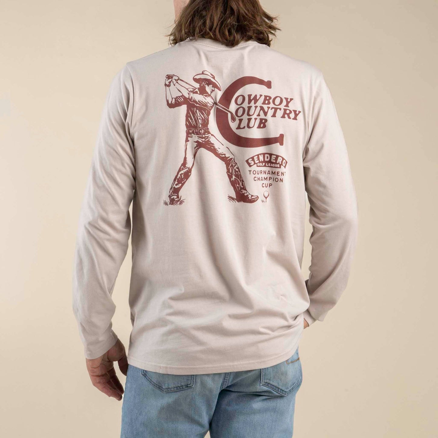Cowboy Country Club Long Sleeve T-Shirt: Sand