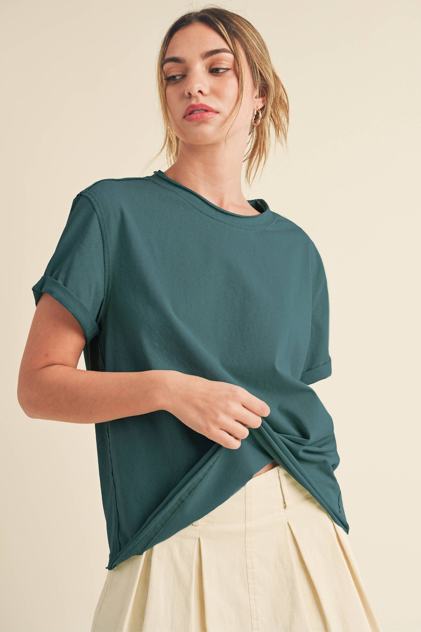 8314DN Mali Baby Tee Short Sleeve Top: Teal / Contemporary