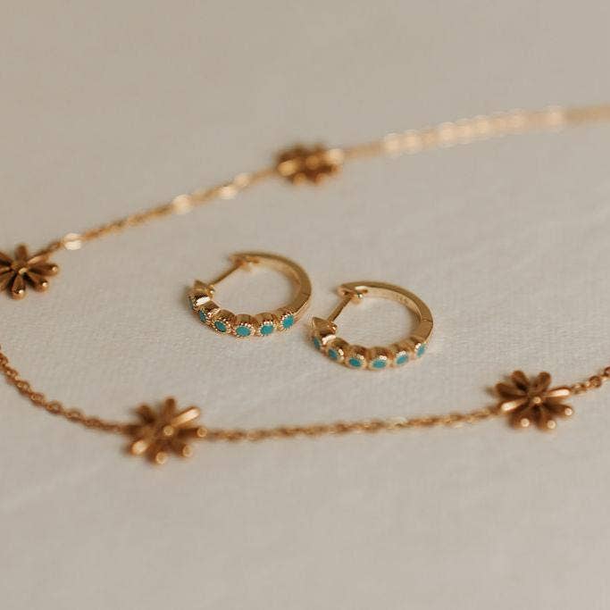 Gaby Turquoise Huggie Hoops