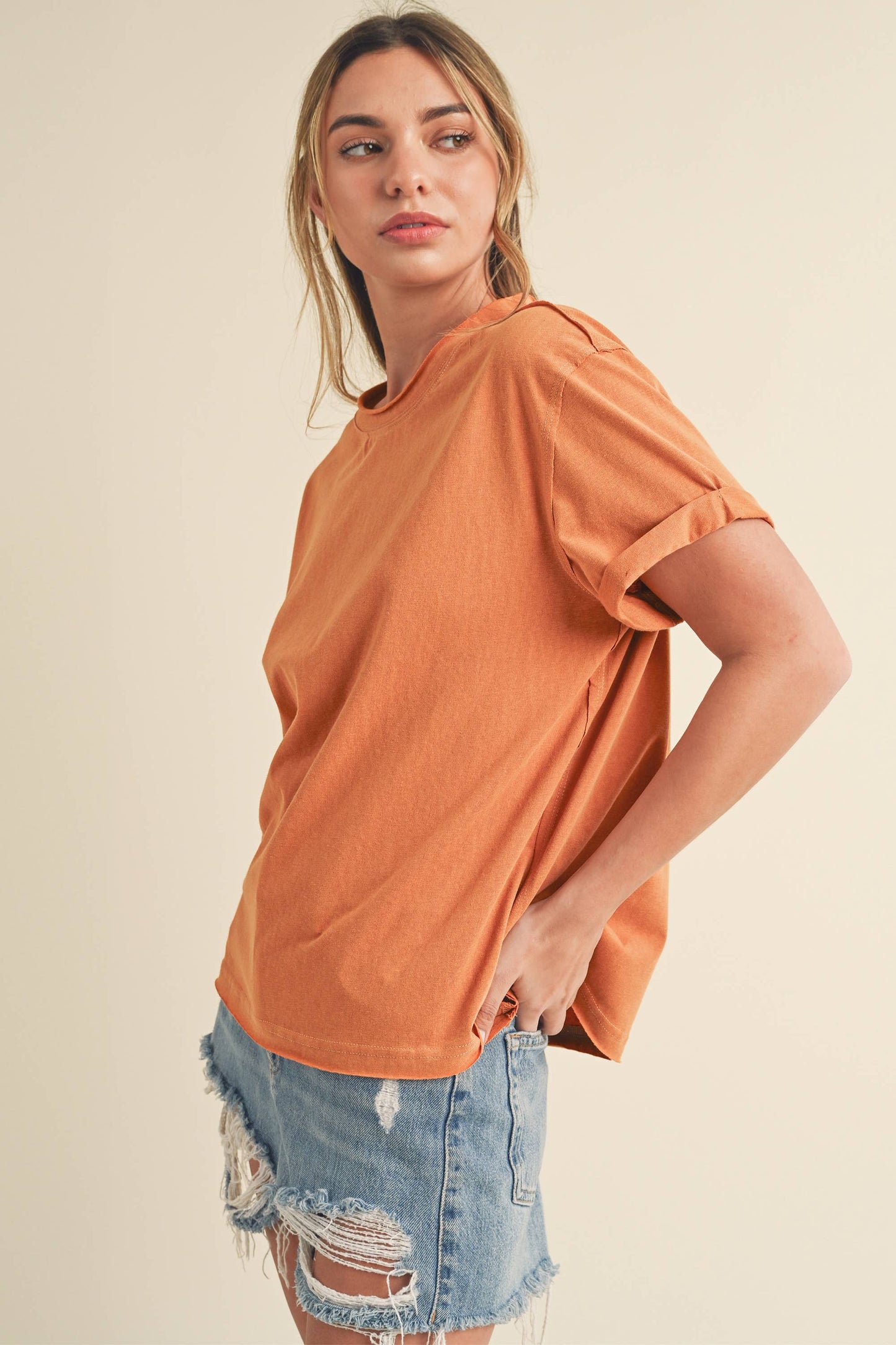 8314DN Mali Baby Tee Short Sleeve Top: Black / Contemporary