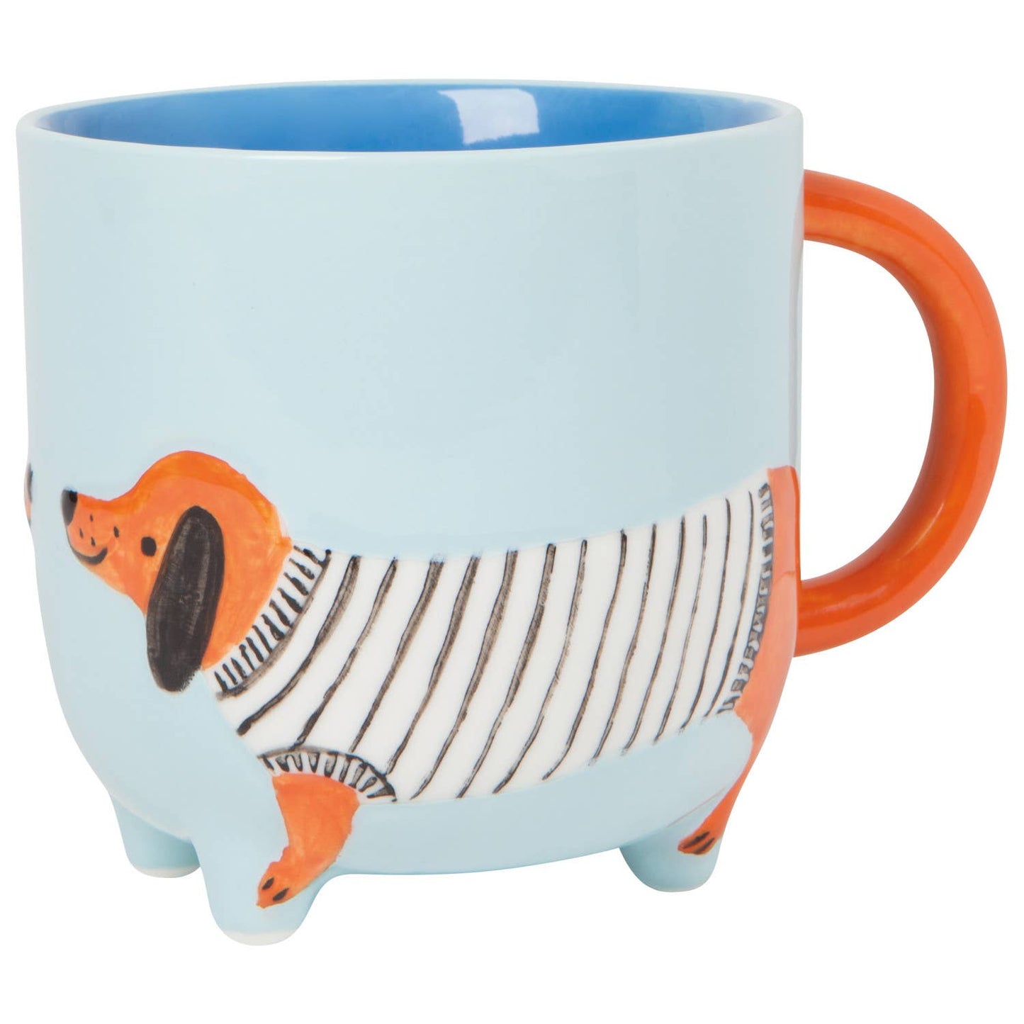 Mug with a dog design on a light blue background