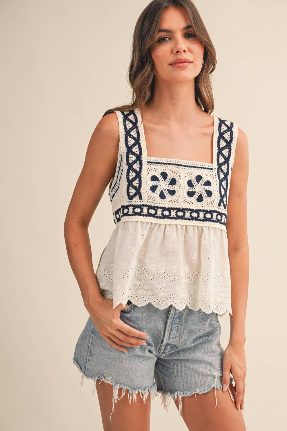 Crochet Eyelet Cami Top