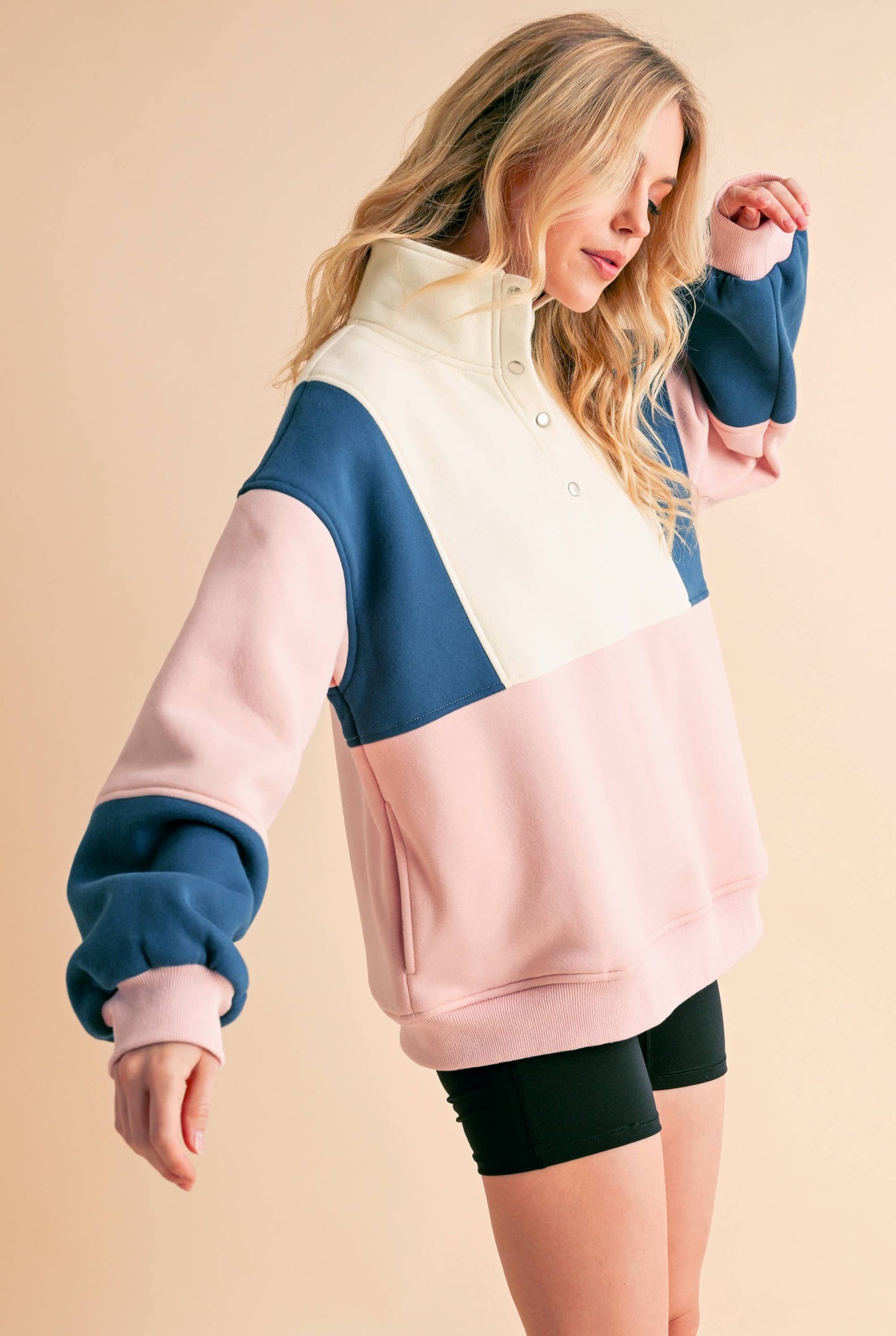 992EK Glo Colorblock Pullover: Coffee Navy / Contemporary