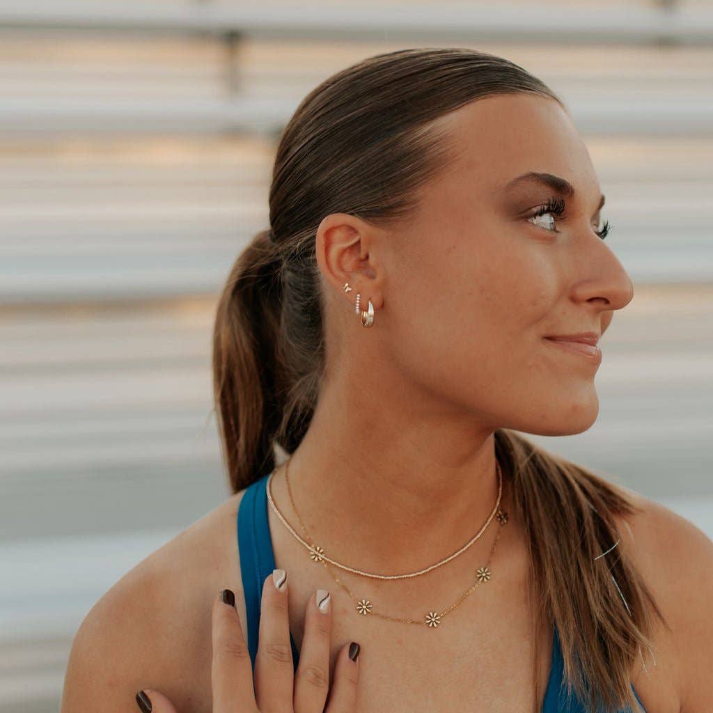 Grace Pearl Hoops: Silver