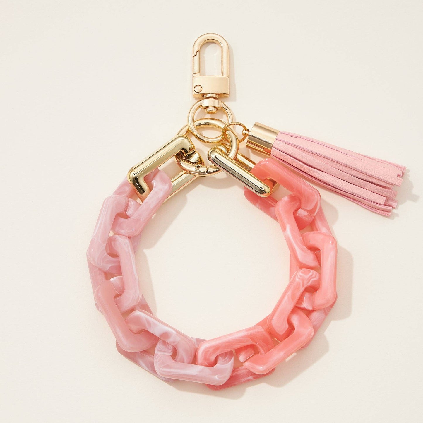 Two Tone Mixed Resin Chain Keychains with Tassel: NAT