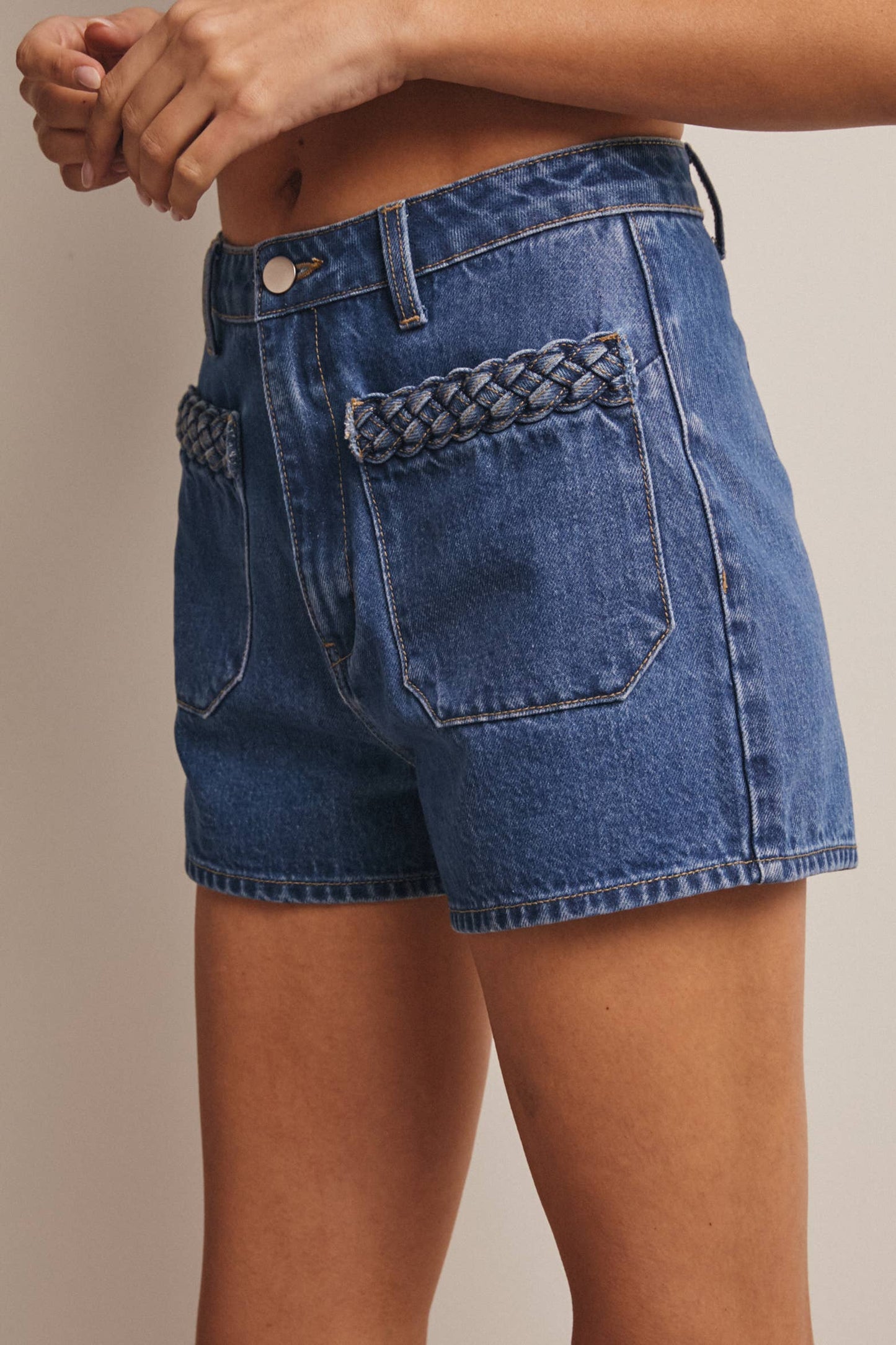 Forte - Braided Pocket Denim Shorts FP0015
