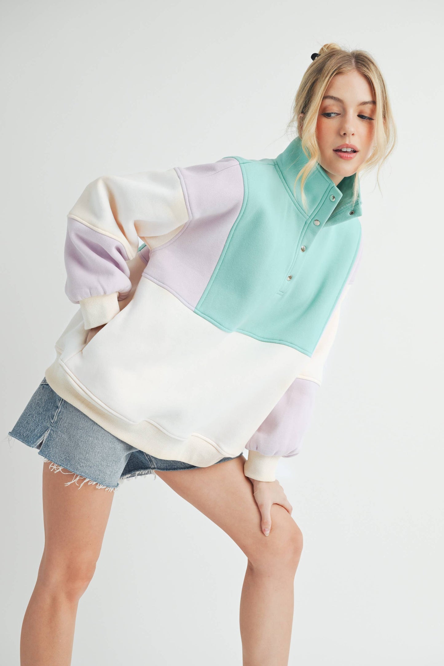 992EK Glo Colorblock Pullover: Coffee Navy / Contemporary