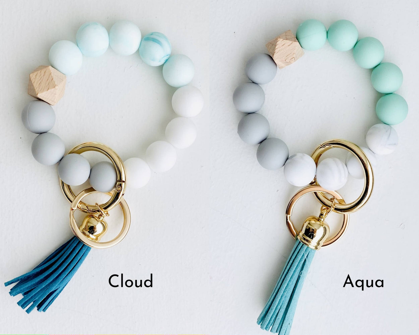 Bangle Keychain | Silicone Wristlet Key Ring | Bead Bracelet: