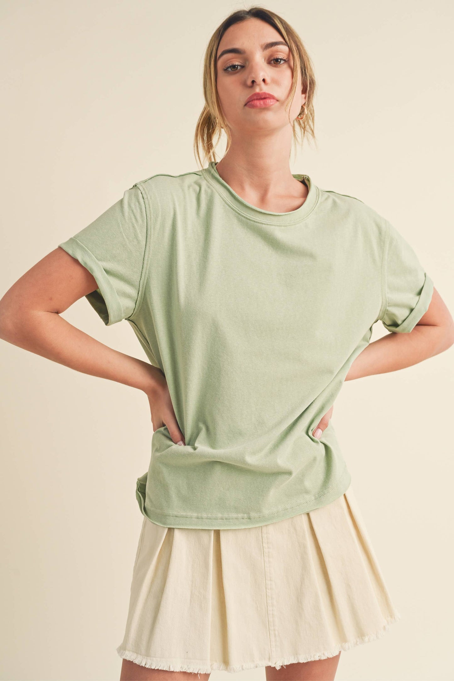 8314DN Mali Baby Tee Short Sleeve Top: Teal / Contemporary