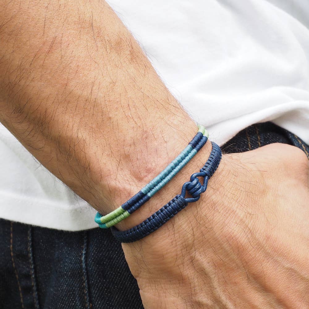 Men's Rope Bracelet | Surfer Bracelet | Waterproof | : Orange-Black-Red