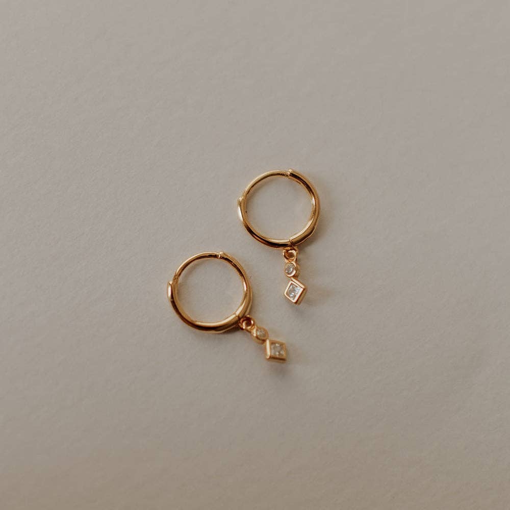Willow Diamond Dangle Hoops