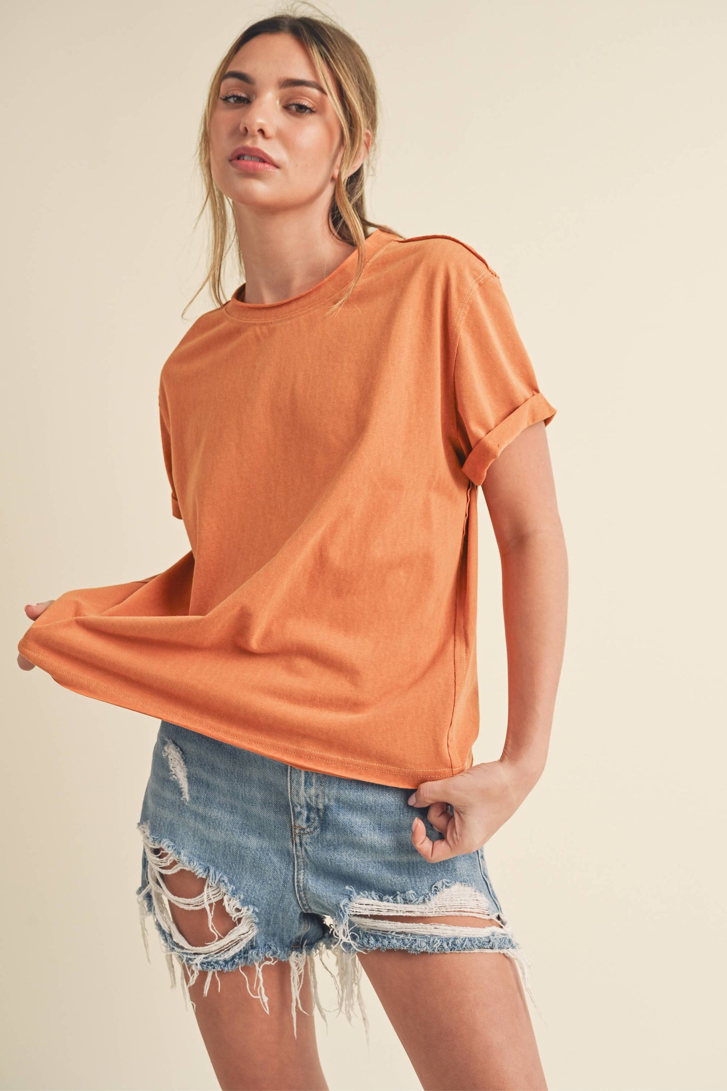 8314DN Mali Baby Tee Short Sleeve Top: Black / Contemporary