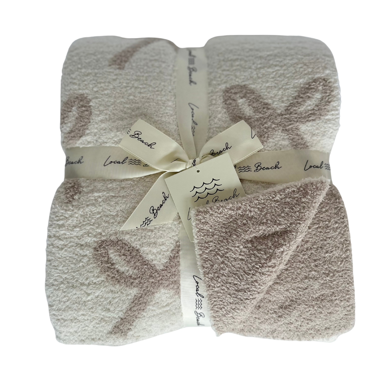 local beach Bow Luxe Home Blanket: Cream/Sand