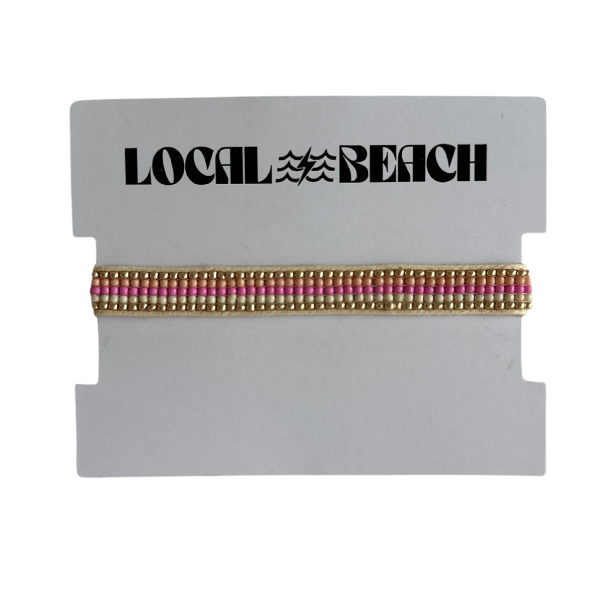 Local Beach Stripe Beaded Bracelet: Orange