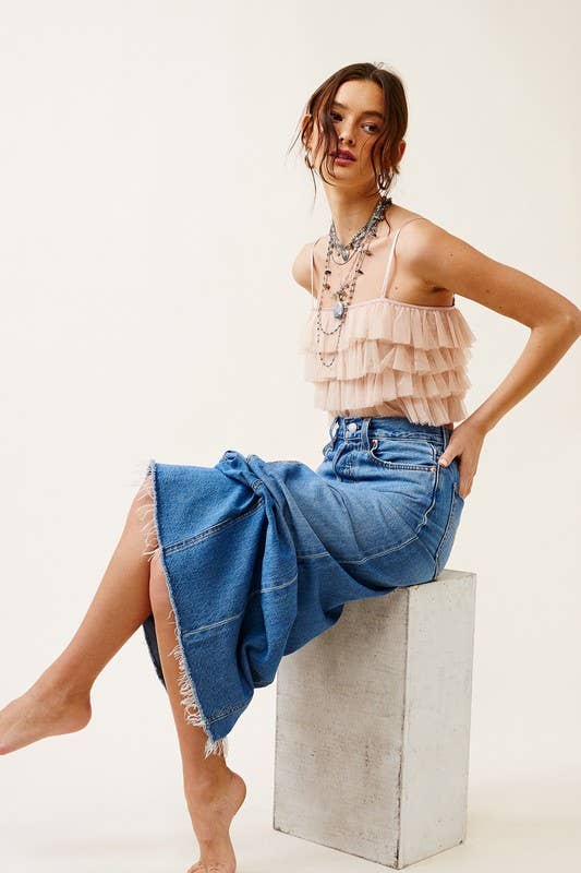 Tiered Ruffle Tulle Crop Top