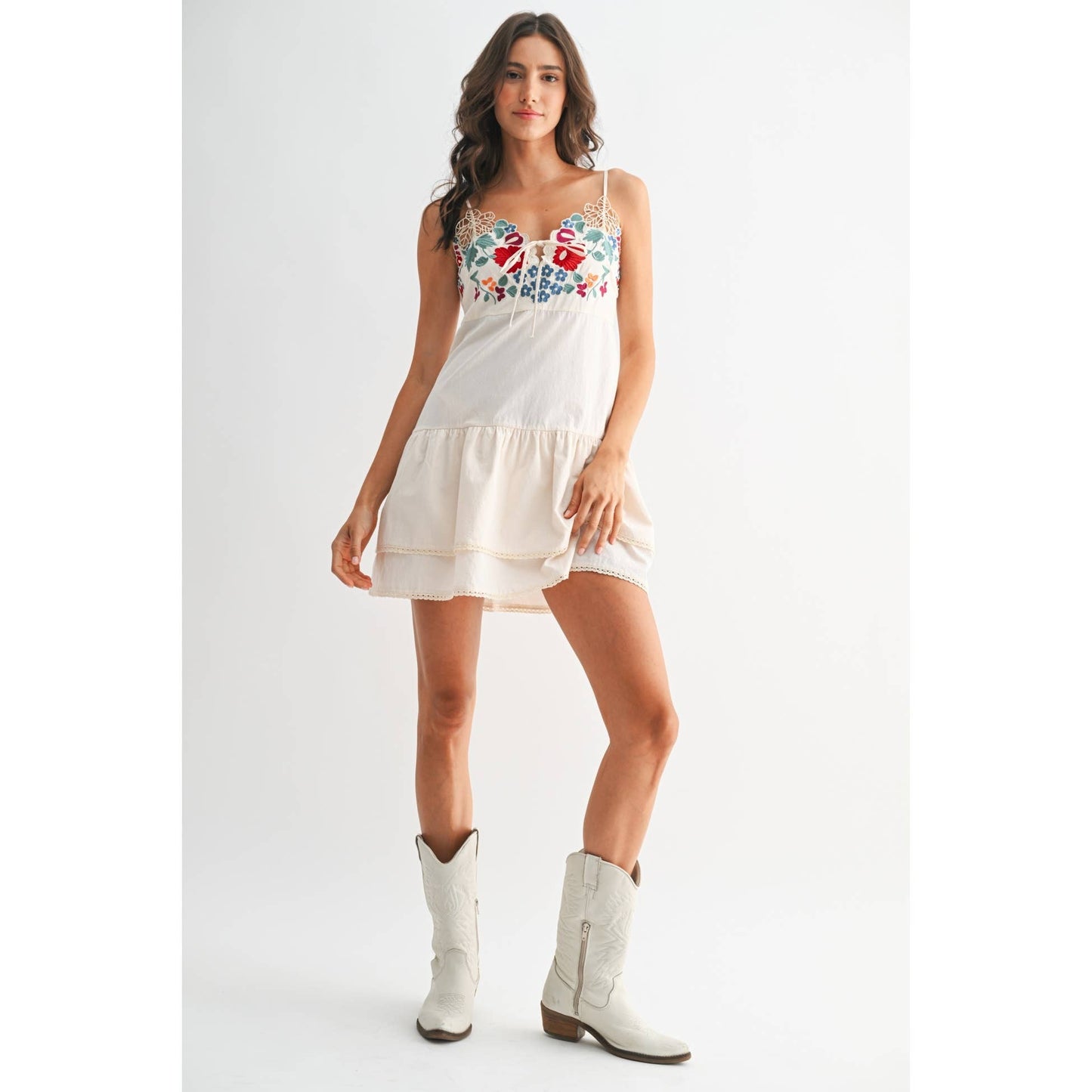 Embroidered Floral Mini Dress