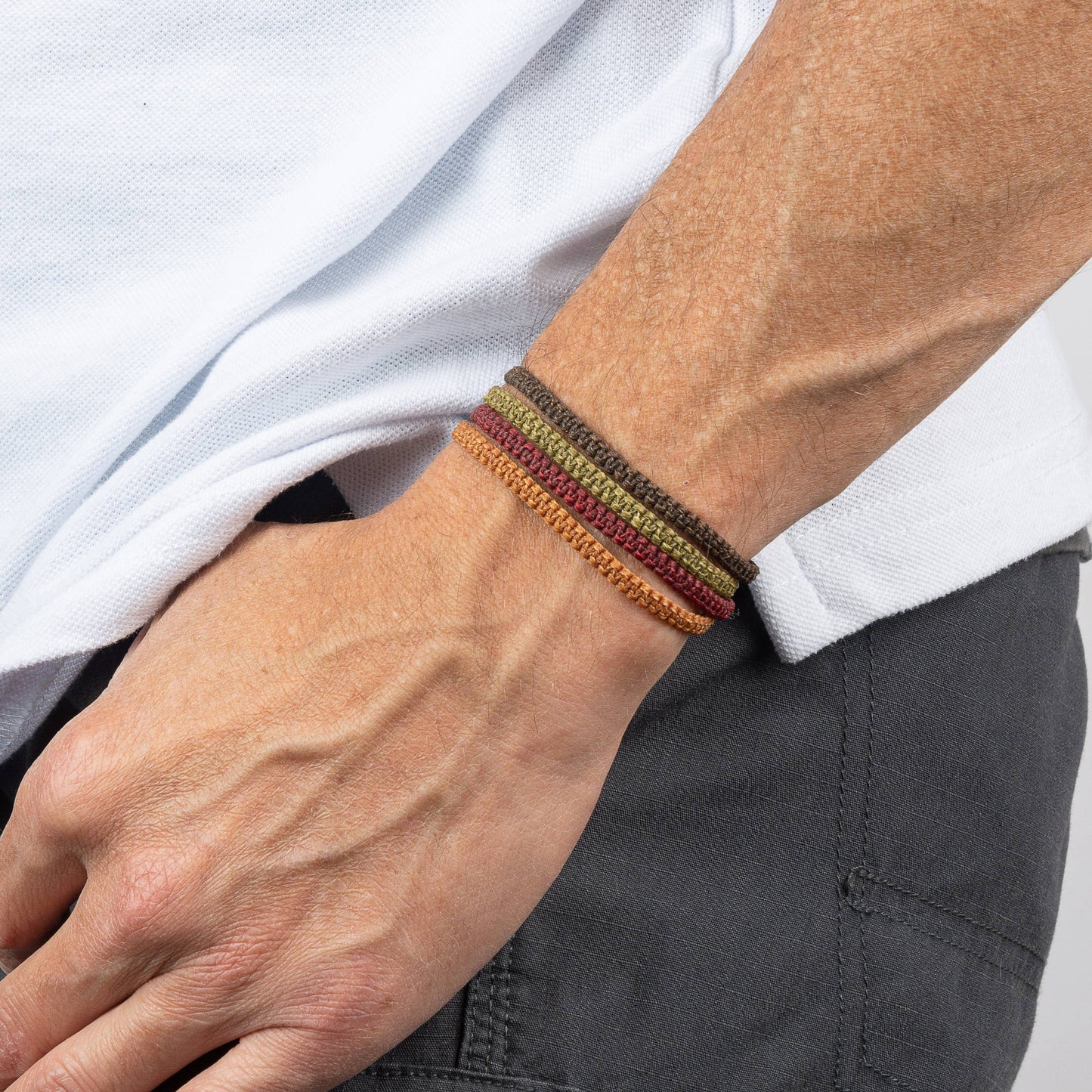 Men's Thin Macrame Surfer Bracelet | Adjustable & Waterproof: Burgundy