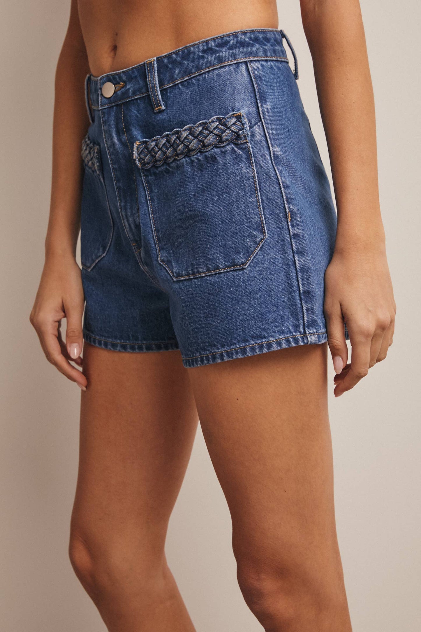 Forte - Braided Pocket Denim Shorts FP0015