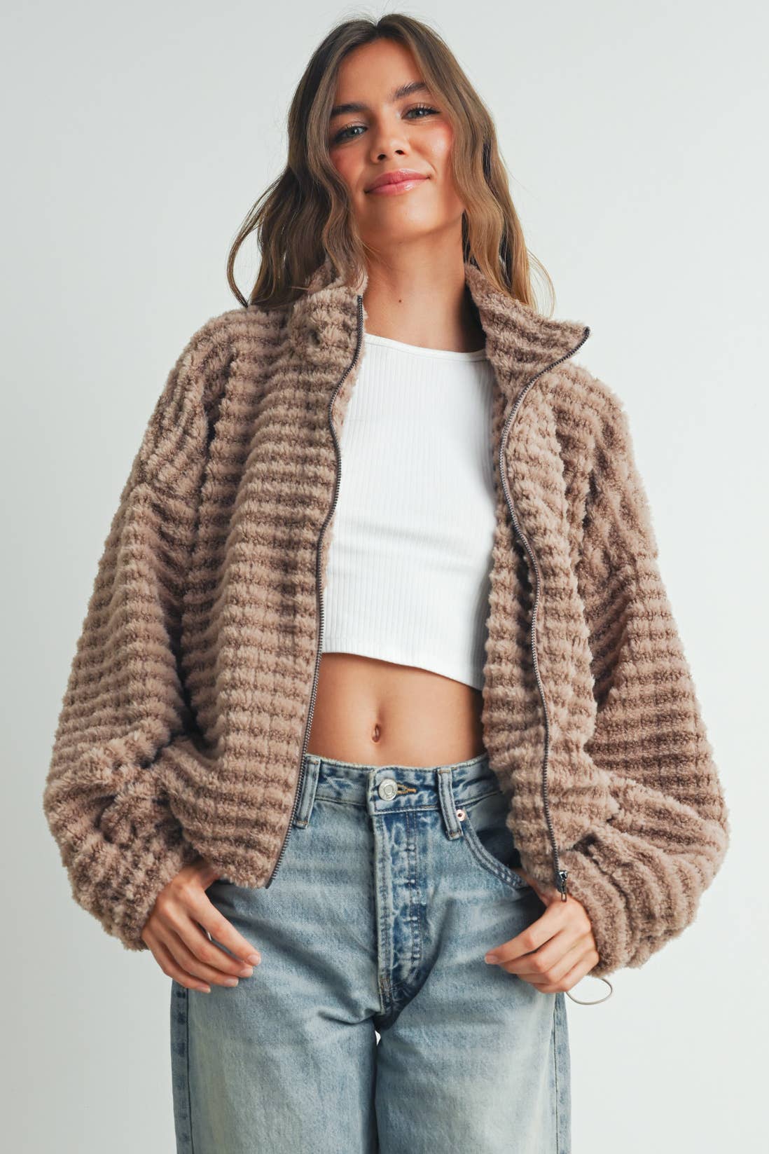 Collared Puffer Jacket - BMJ7497: MOCHA