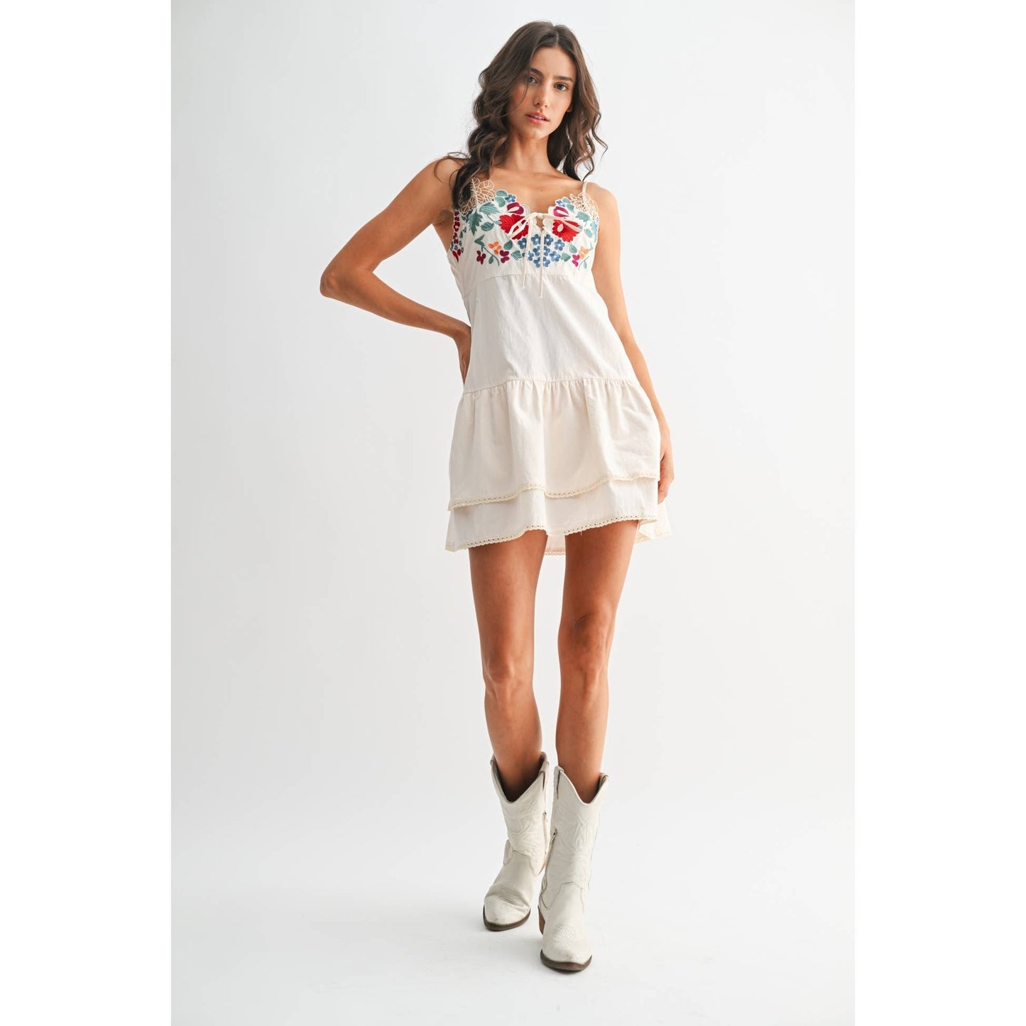Embroidered Floral Mini Dress