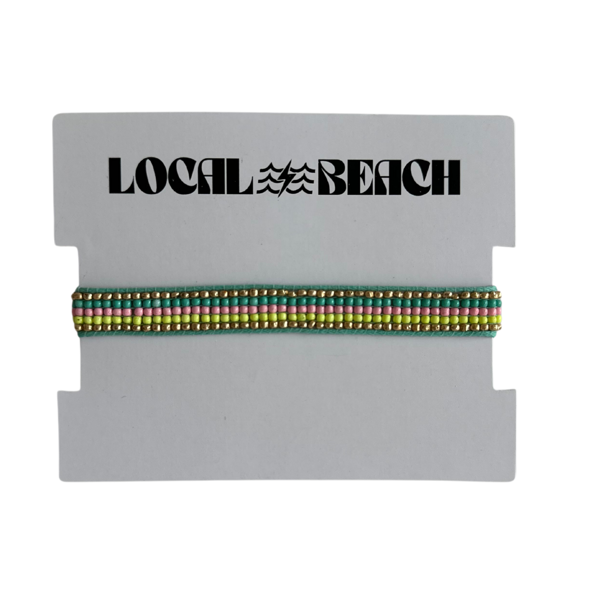 Local Beach Stripe Beaded Bracelet: Cream