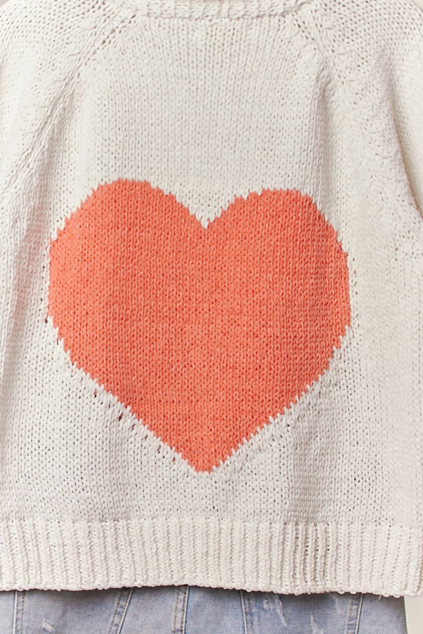 Collar Heart  V-Neck Pocket Knit Cardigan: Ivory / L