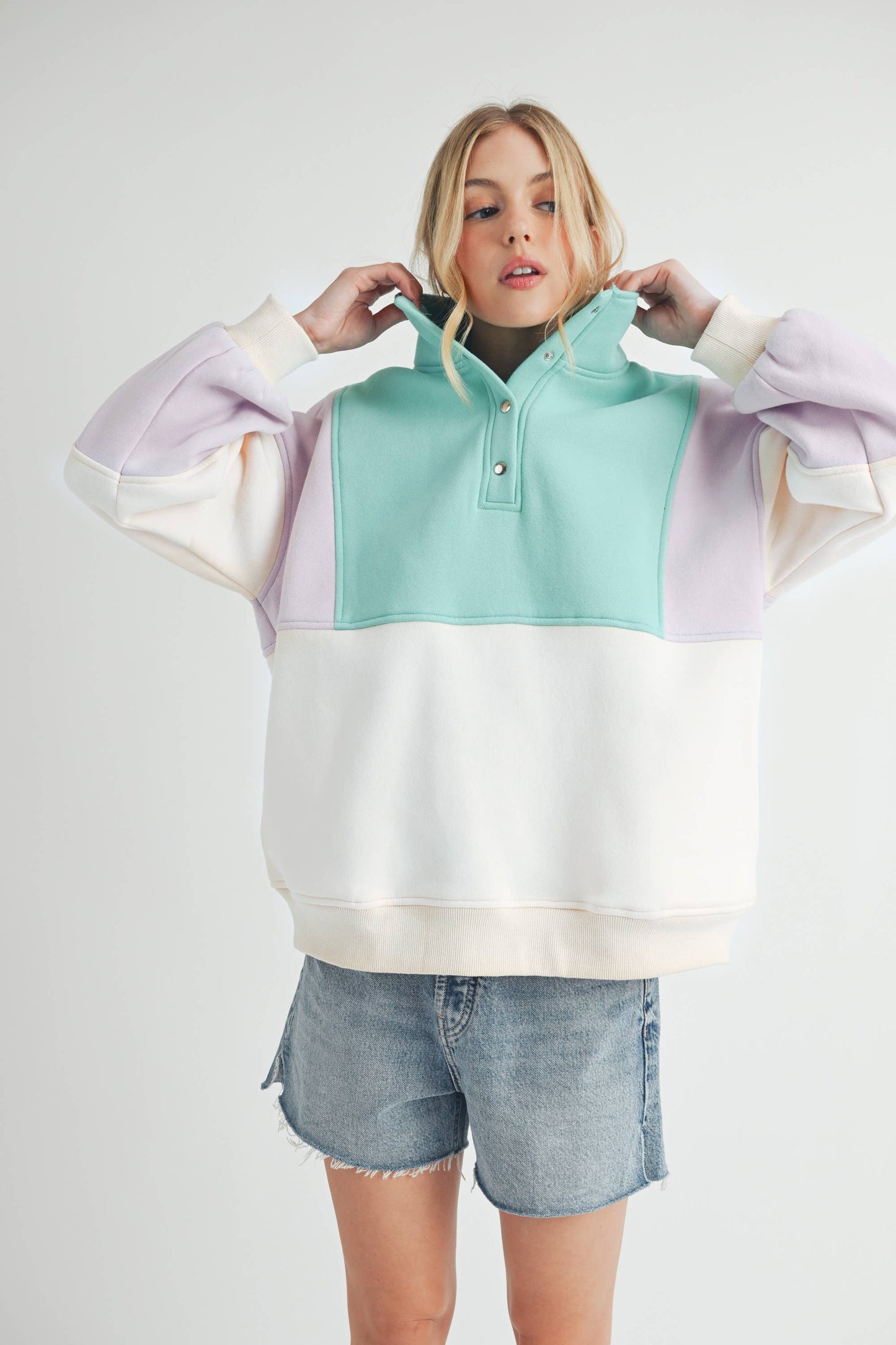 992EK Glo Colorblock Pullover: Coffee Navy / Contemporary