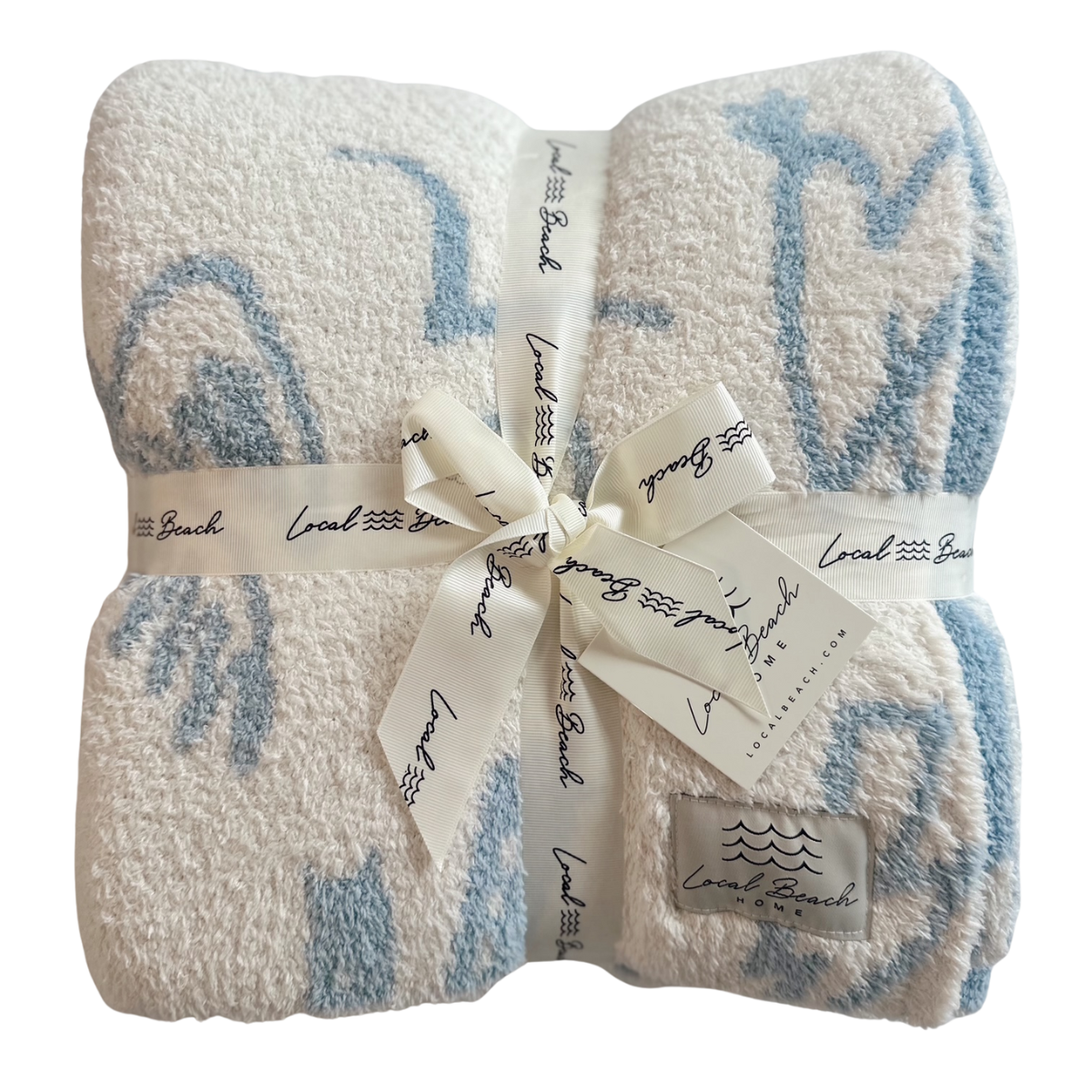 Coastal Cowgirl Luxe Home Blanket: Blue Fog/Cream