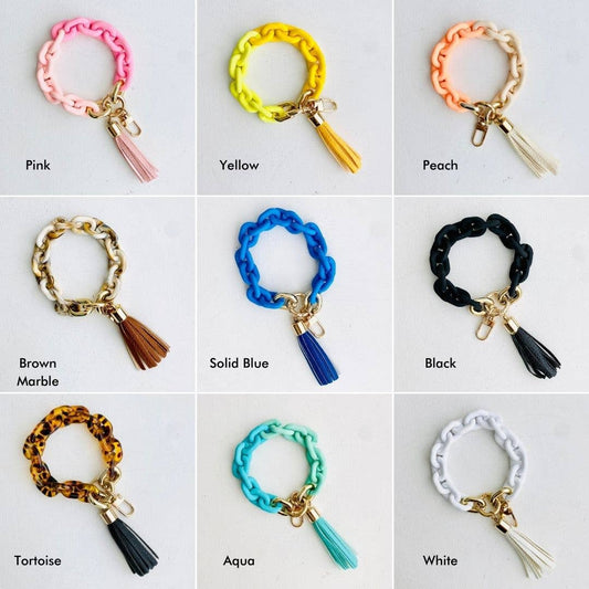 chain link bangle key chain Peach