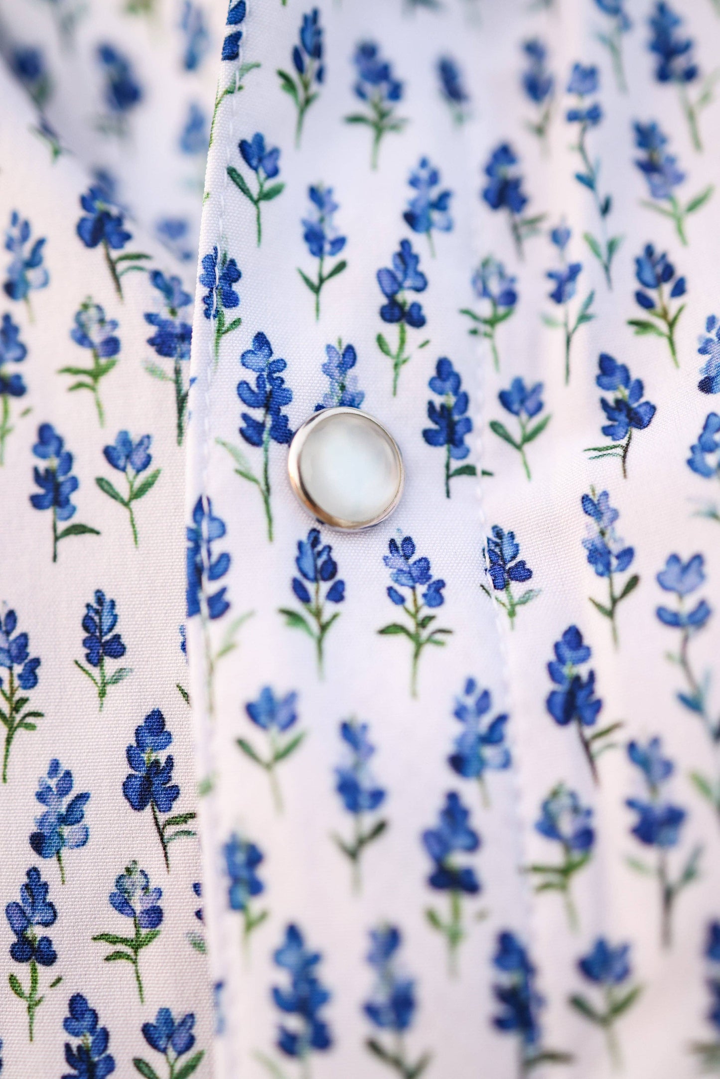 Blue Bonnet Pearl Snap Fishing Shirt: M