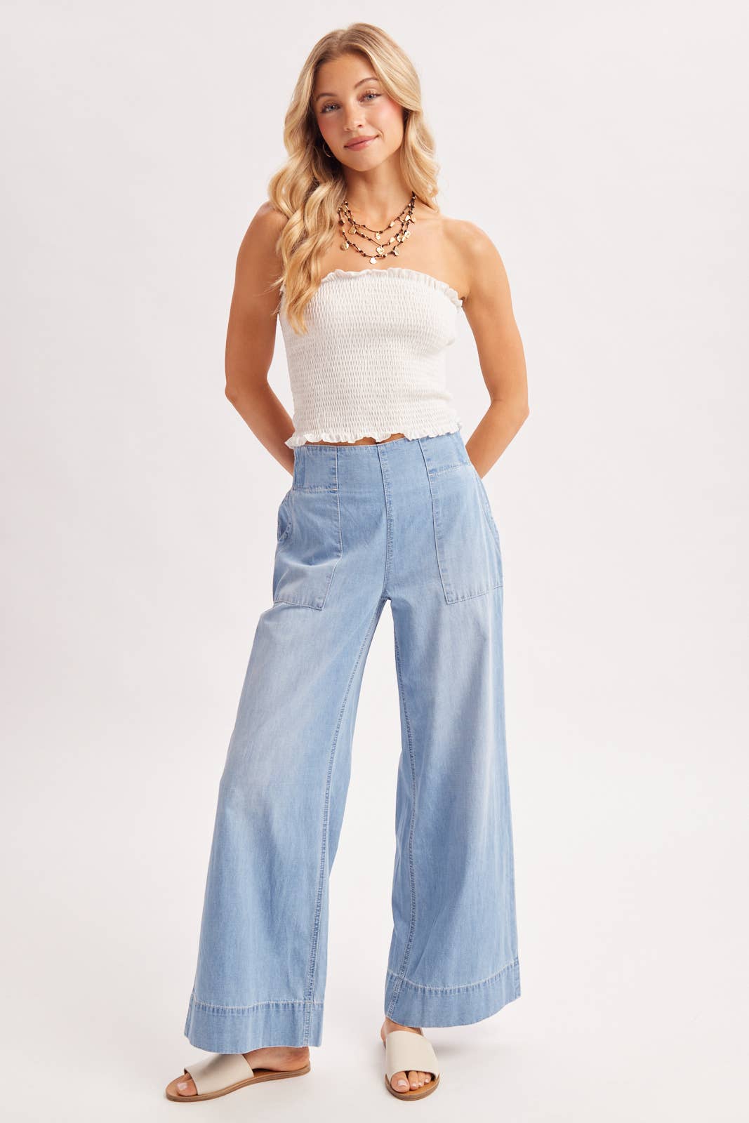 Light Wash High Rise Wide Leg Jeans
