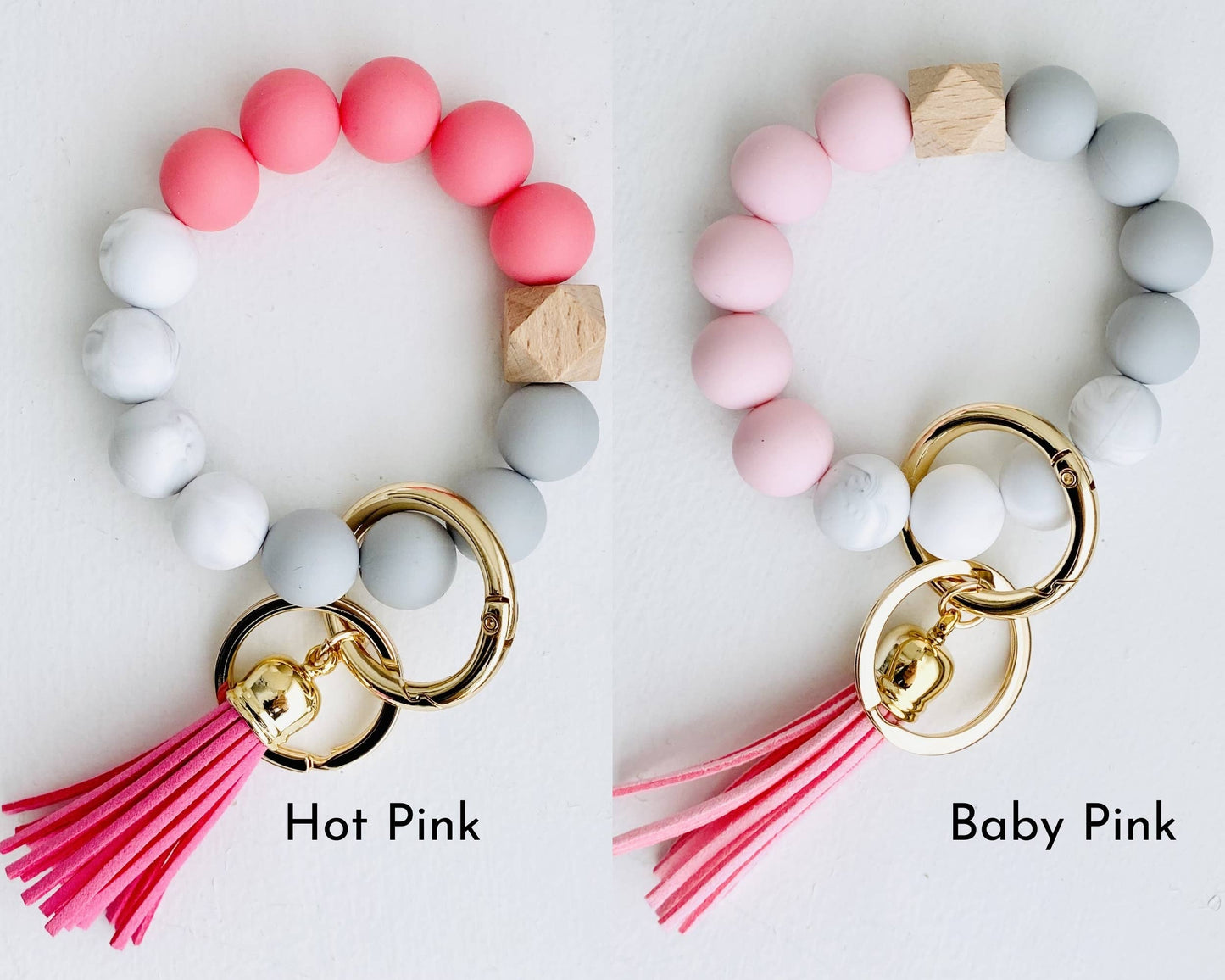 Bangle Keychain | Silicone Wristlet Key Ring | Bead Bracelet: