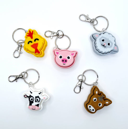 5 PC Farm Animal Clickers Set Keychain