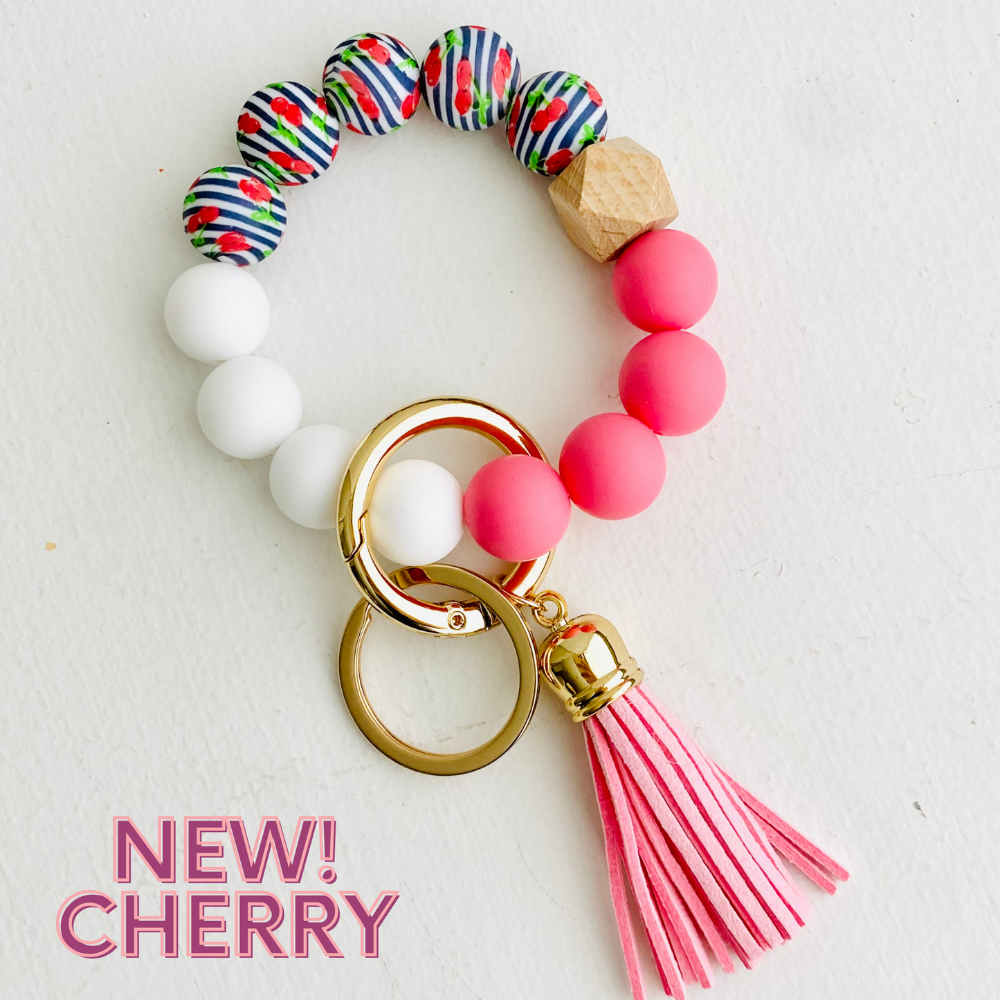 Bangle Keychain | Silicone Wristlet Key Ring | Bead Bracelet: