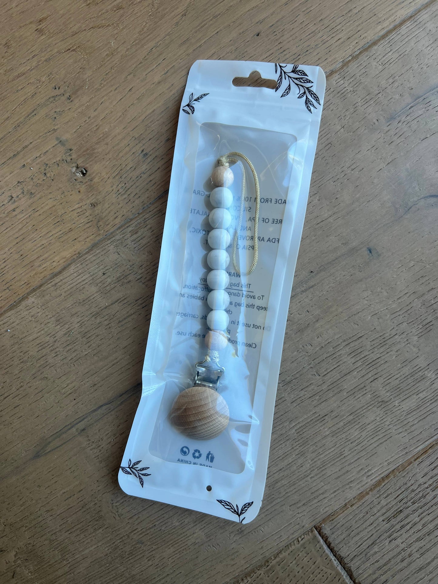 Pacifier Clip- Gray Marble