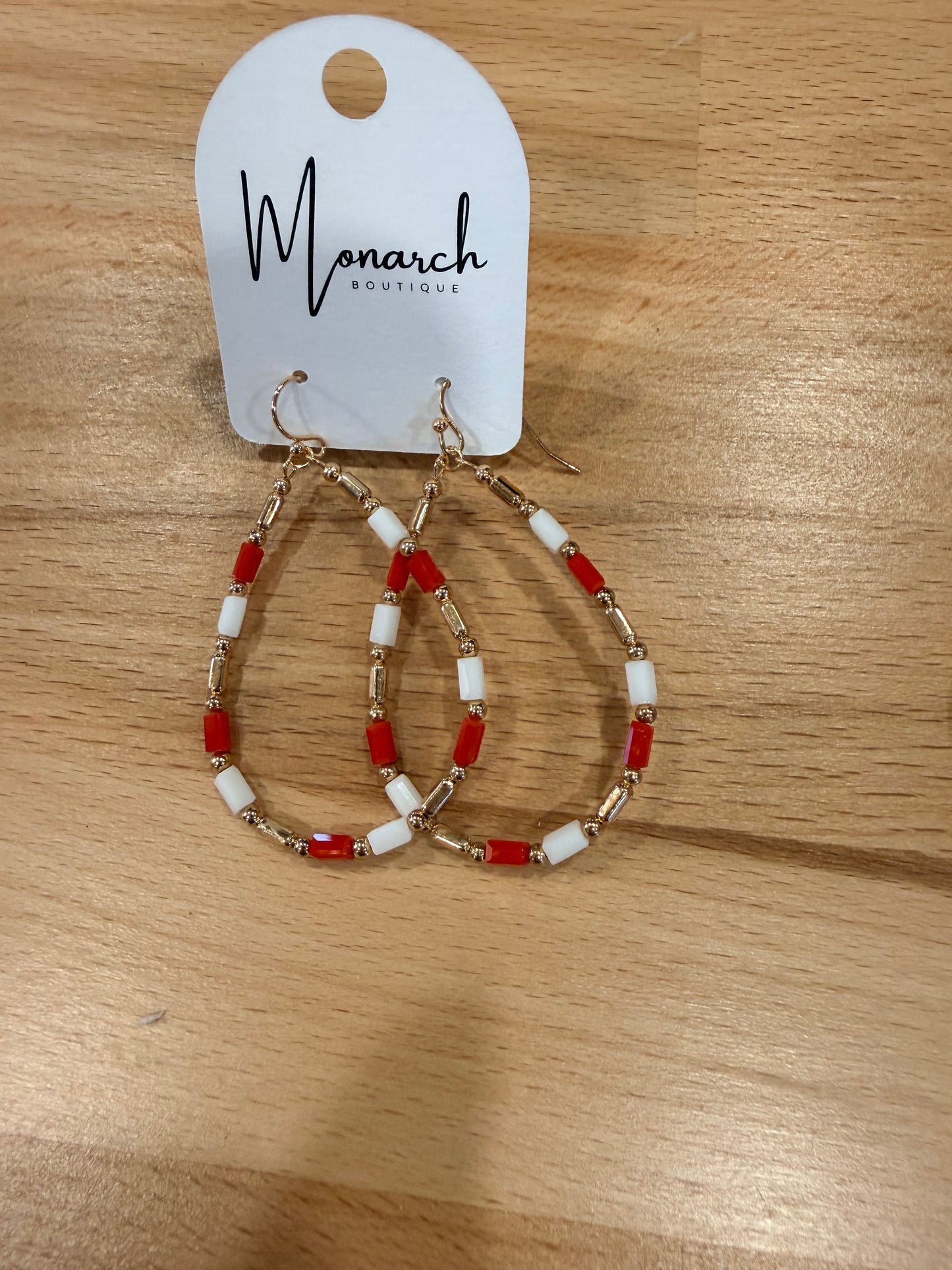 Game day beaded hoop earrings