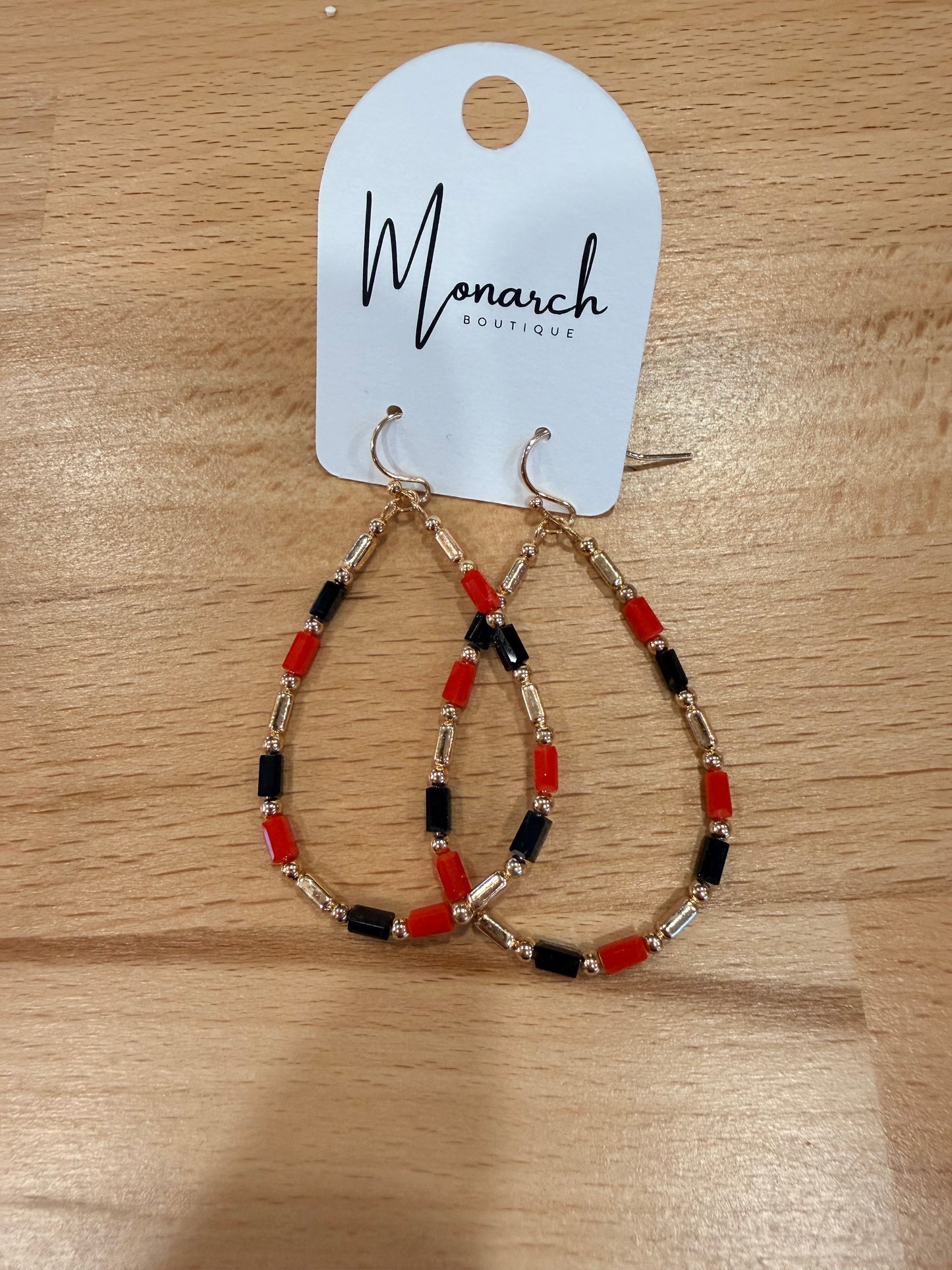 Game day beaded hoop earrings