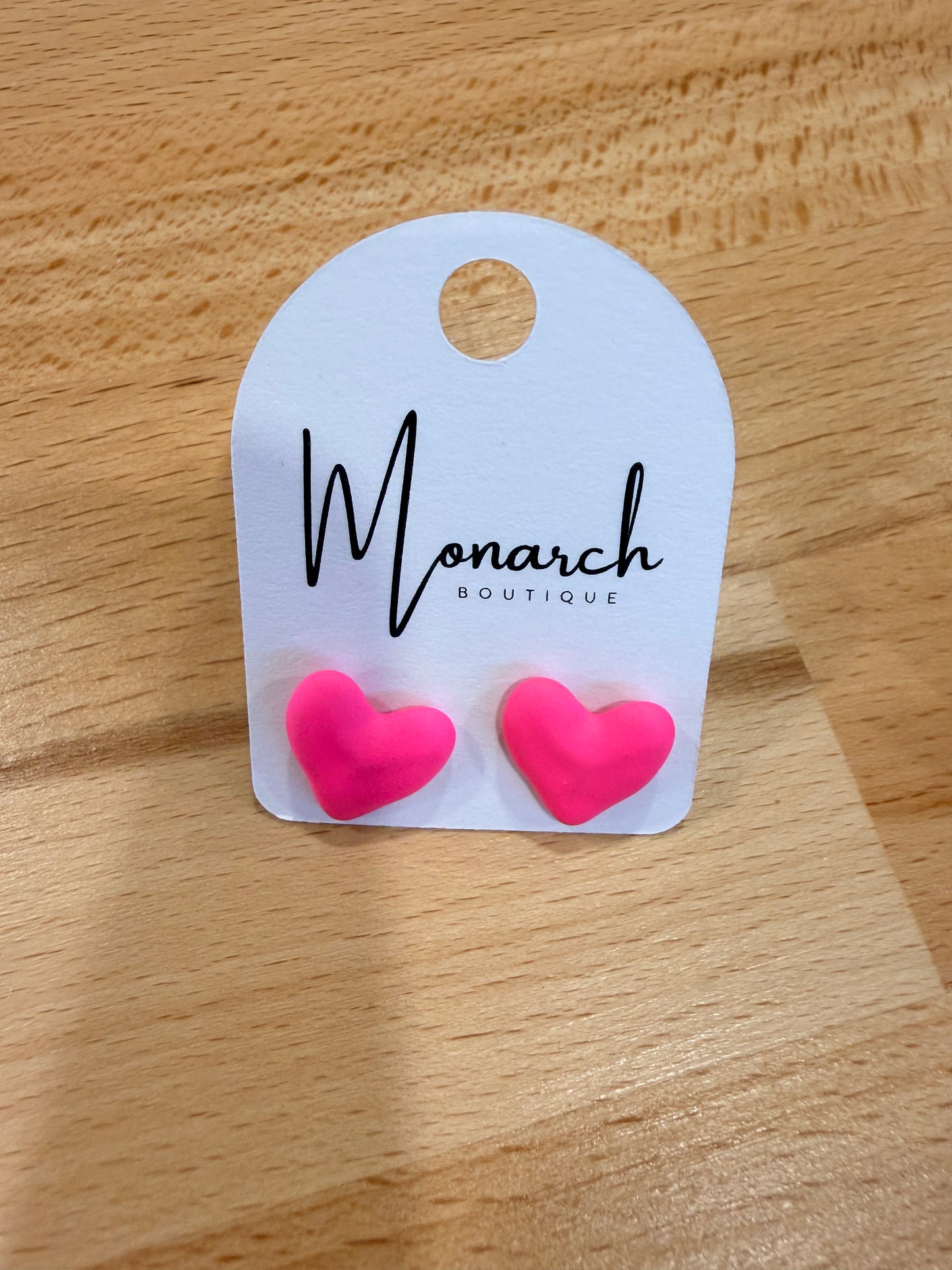 Soft touch acrylic heart studs