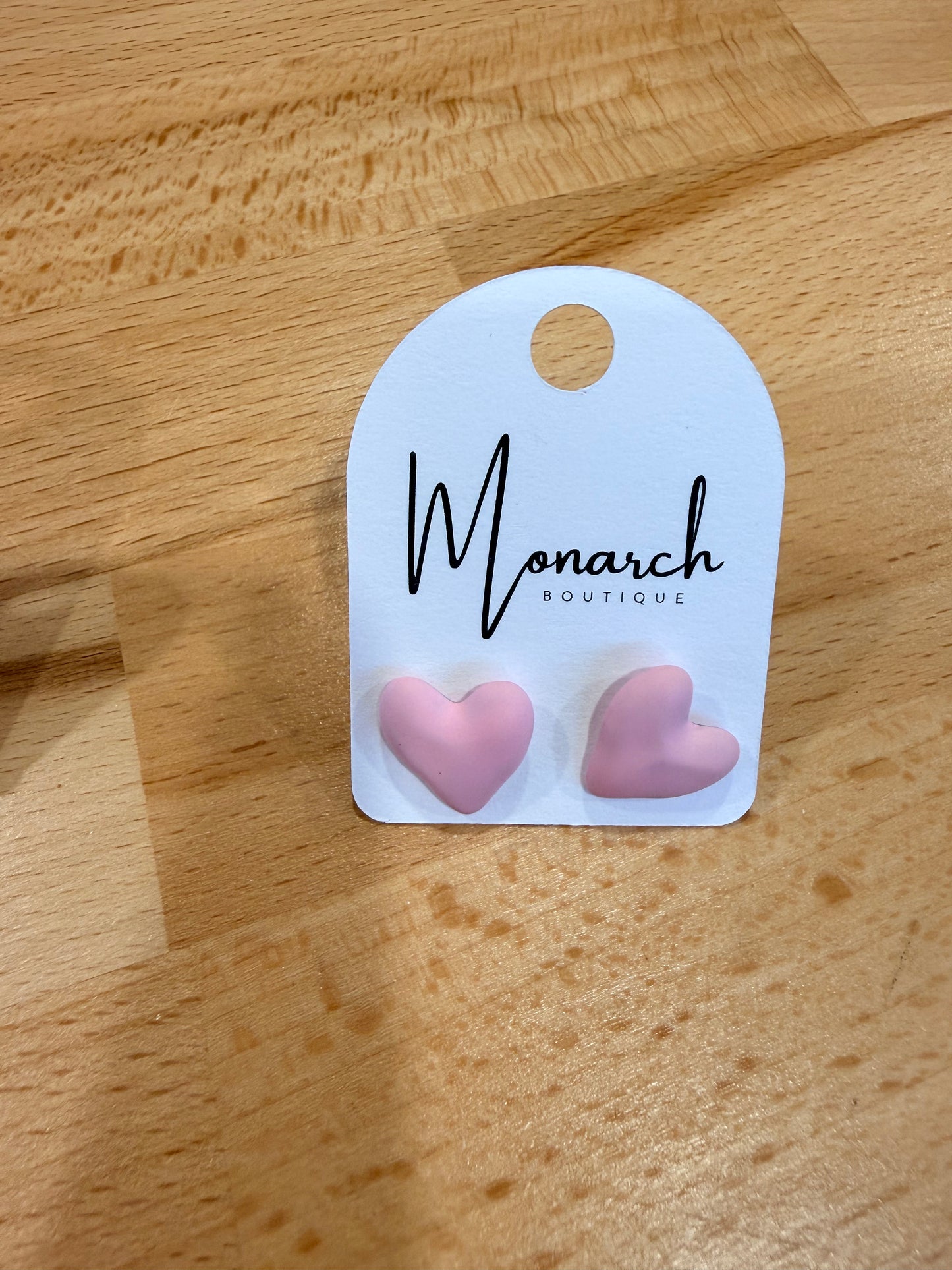 Soft touch acrylic heart studs