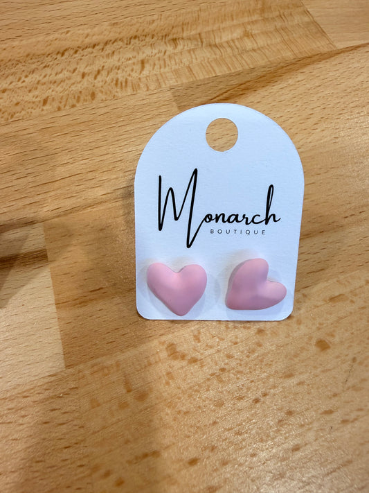 Soft touch acrylic heart studs