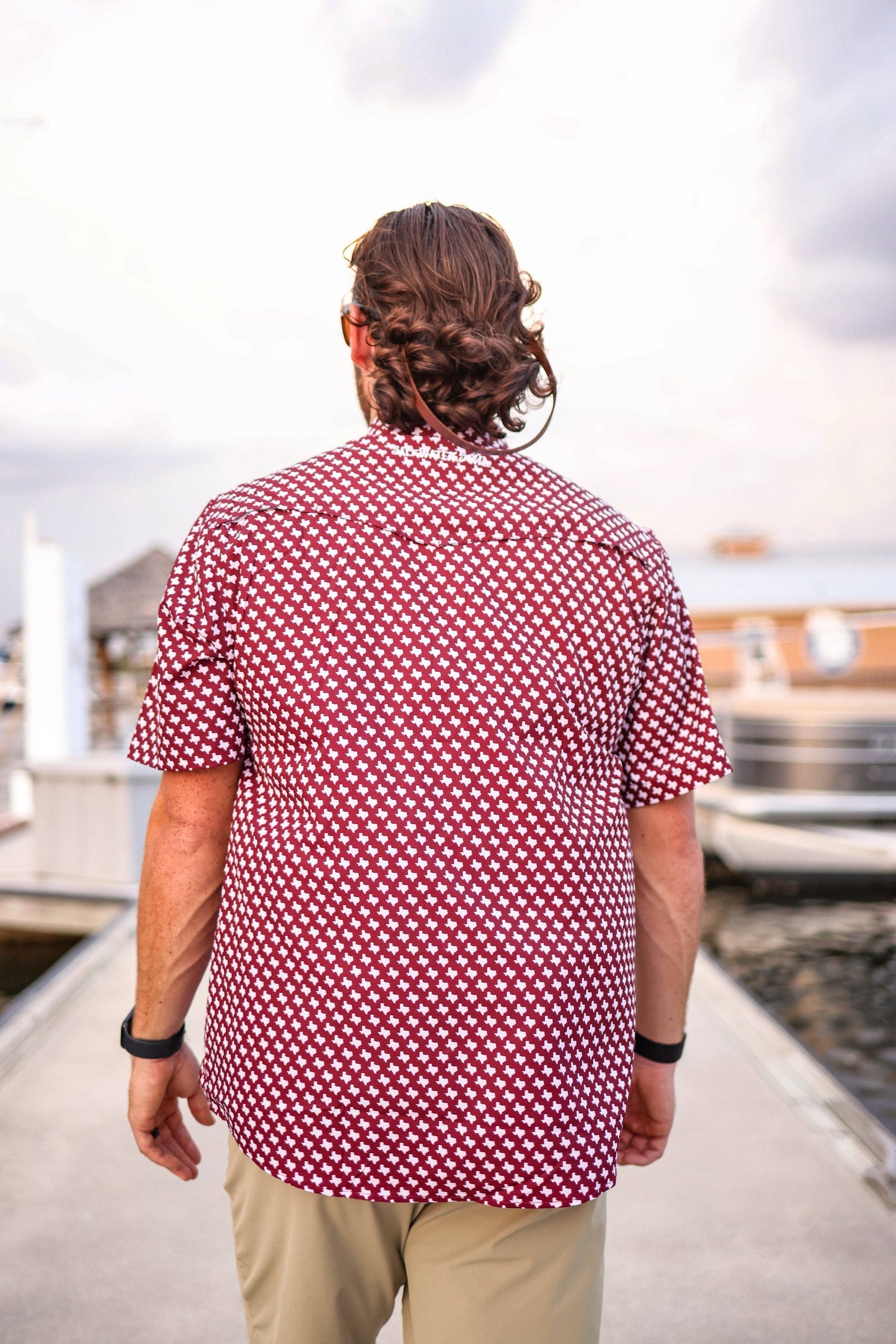 The Maroon Pearl Snap Fishing Shirt: M