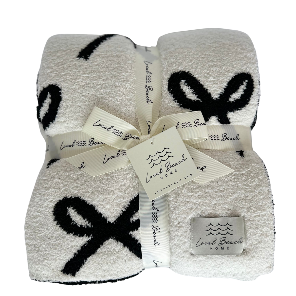 local beach Bow Luxe Home Blanket: Cream/Sand
