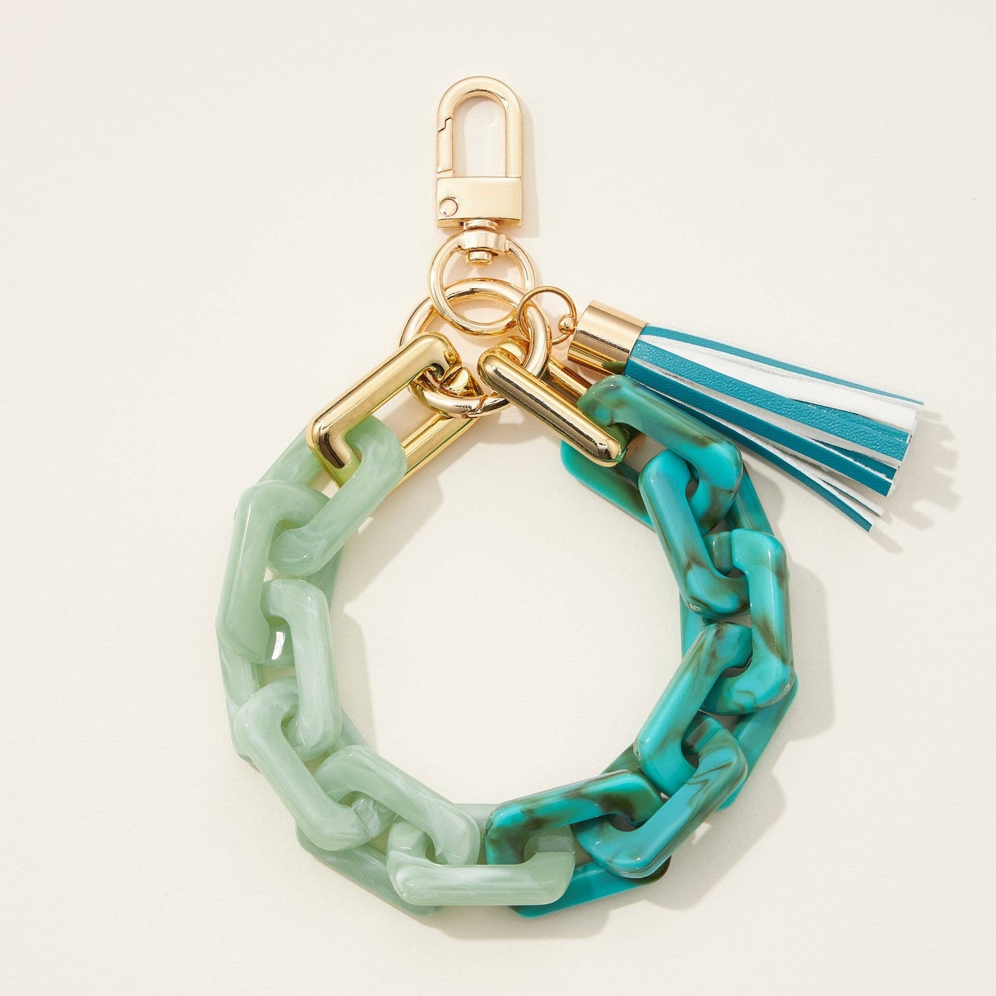 Two Tone Mixed Resin Chain Keychains with Tassel: NAT