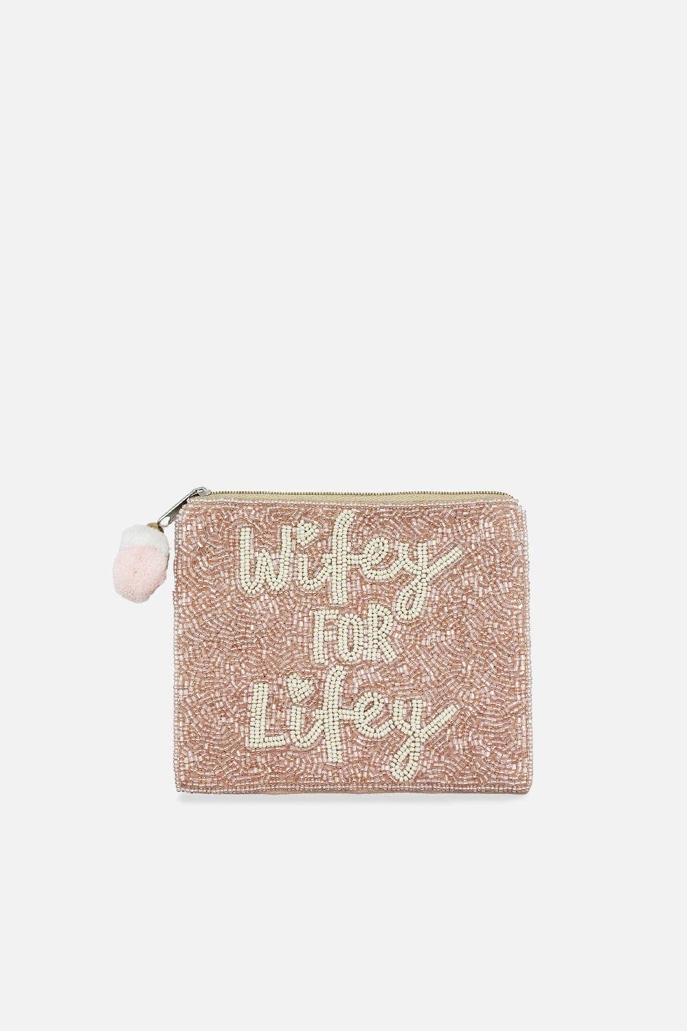 WIFEY FOR LIFEY BEADED COIN POUCH