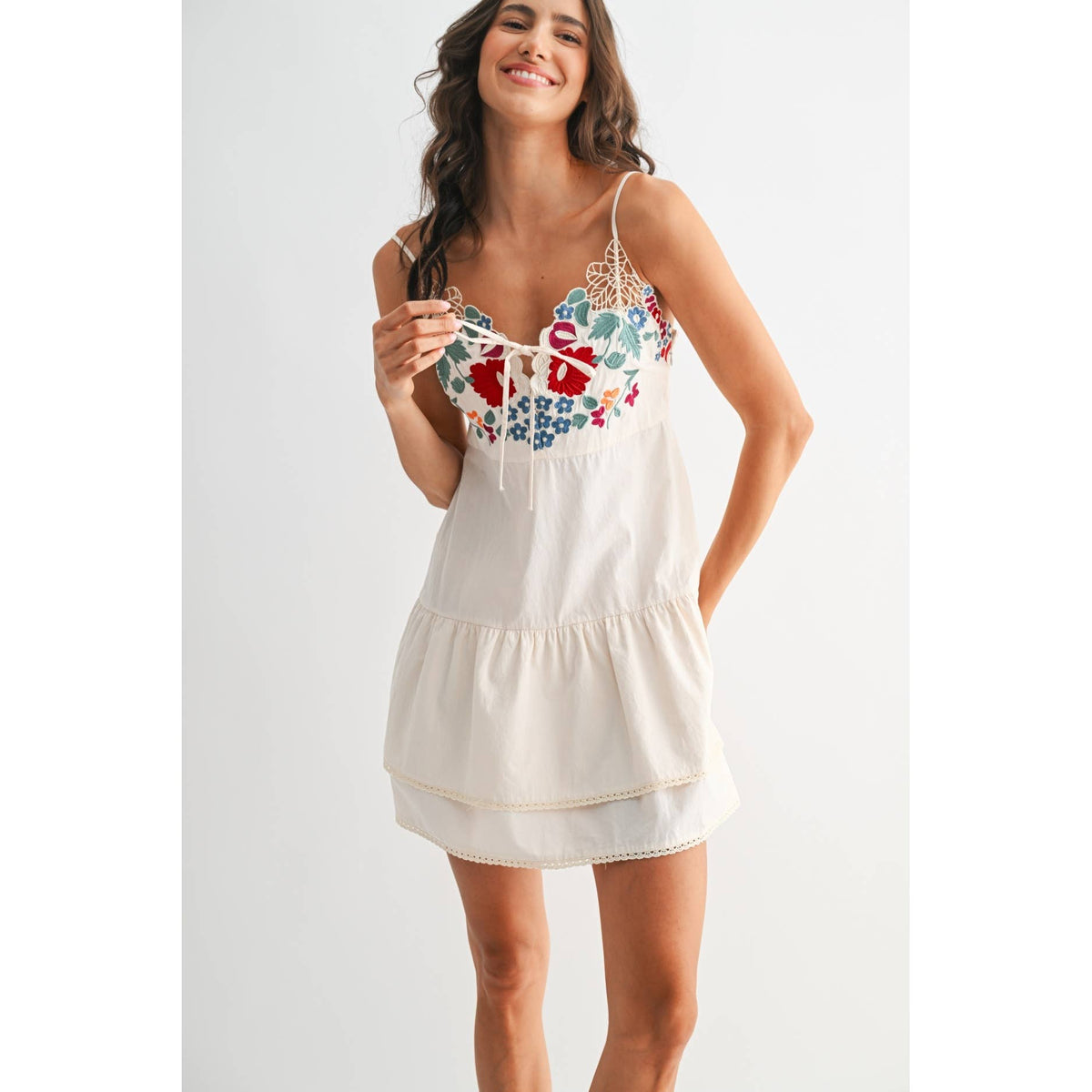 Embroidered Floral Mini Dress