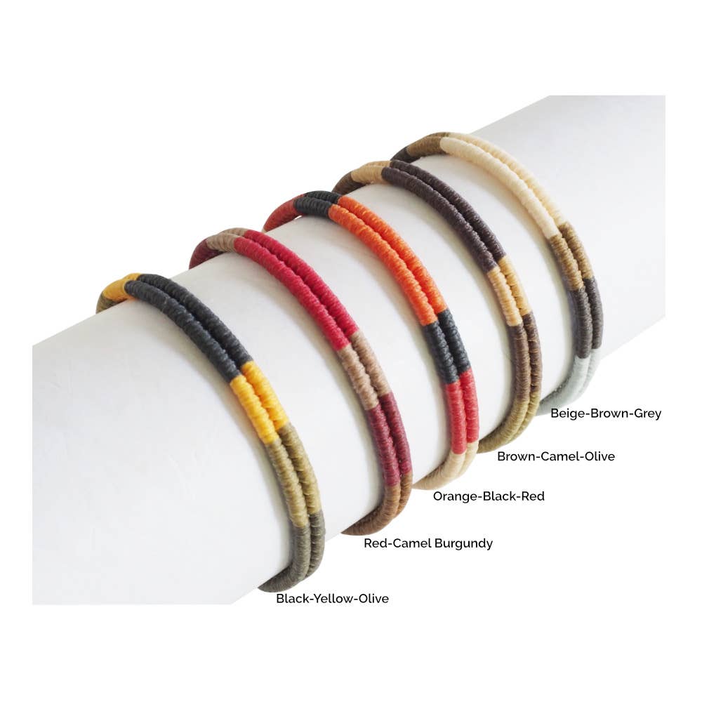 Men's Rope Bracelet | Surfer Bracelet | Waterproof | : Orange-Black-Red