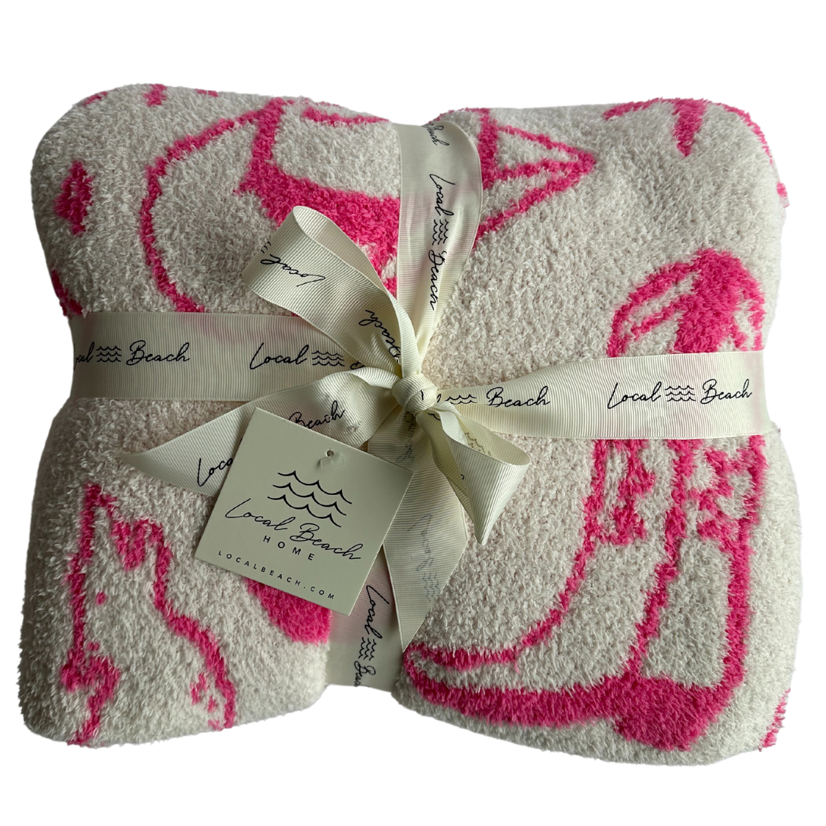 local beach Western Luxe Home Blanket: Neon Pink/Cream