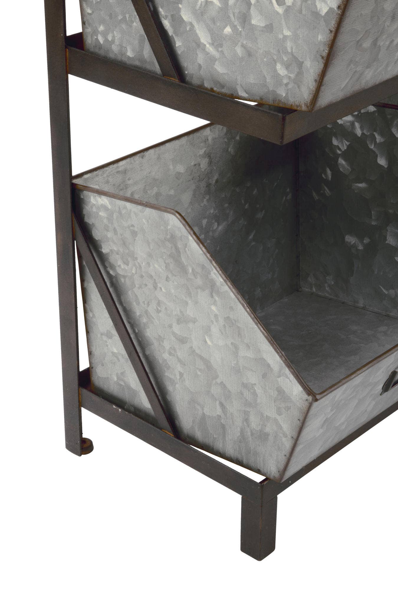 Industrial Metal Bin Organizer with 7 bins